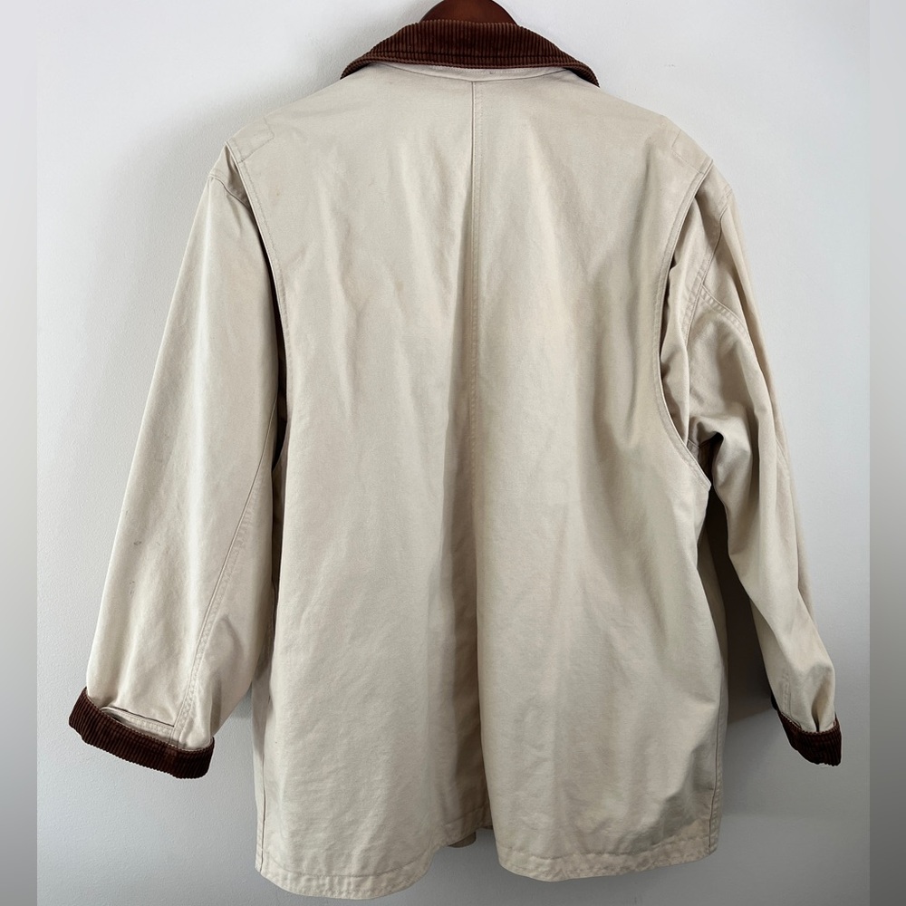 Lands End Vintage Beige Canvas Corduroy Trim Barn Jacket | Size Large - Picture 6 of 11